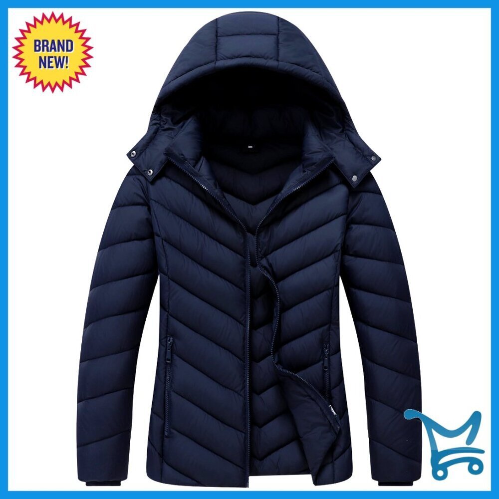 Lightweight Quilted Down Coat Waterproof Windproof Removable Hood Winter Puffer